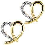 گوشواره طلا و جواهر با نگین الماس تراش برلیان طرح قلب مدل: ebf2182