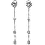 گوشواره طلا سفید با نگین الماس تراش برلیان طرح love you مدل: ebf2186