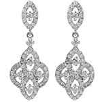 گوشواره طلای سفید با نگین الماس تراش برلیان مدل: ebf2187