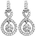 گوشواره فلاور طلای سفید با نگین الماس تراش برلیان مدل: ebf2200