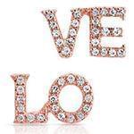 گوشواره میخی love طلا و جواهر با نگین الماس تراش برلیان مدل: ebf2205