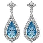 گوشواره توپاز و برلیان با طلای سفید مدل: edf1426