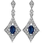 گوشواره طلا با نگین یاقوت کبود و الماس تراش برلیان مدل: edf1428