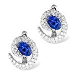 گوشواره طلا با نگین یاقوت کبود و الماس تراش برلیان مدل: edf1430