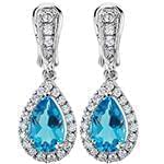 گوشواره طلا با نگین توپاز و الماس تراش برلیان مدل: edf1437