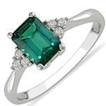 انگشتر طلای سفید زنانه با نگین زمرد و الماس تراش برلیان:مدل rgf1559