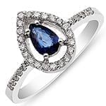 انگشتر طلای سفید زنانه با نگین یاقوت کبود و الماس تراش برلیان:مدل rgf1561