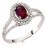 انگشتر طلای سفید زنانه با نگین یاقوت قرمز و الماس تراش برلیان:مدل rgf1562