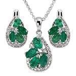 نیم ست آویز، گوشواره با نگین زمرد و الماس تراش برلیان مدل: hsdf1433