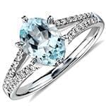 انگشتر طلای سفید با نگین توپاز و الماس تراش برلیان:مدل rgf1568 