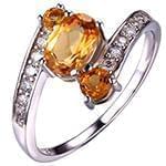 انگشتر طلای سفید با نگین سیترین و الماس تراش برلیان :مدل rgf1571