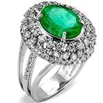 انگشتر طلای سفید با نگین زمرد و الماس تراش برلیان:مدل rgf1574