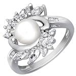 انگشتر طلای سفید با نگین مروارید و الماس تراش برلیان و مارکیز:مدل rgf1577