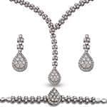 سرویس طلای سفید عروس با نگین الماس تراش برلیان مدل: bset2211