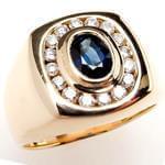 مدل انگشتر طلای رزگلد با نگین یاقوت کبود و الماس تراش برلیان: مدل rgm1527