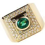 مدل انگشتر جواهر با رکاب طلای زرد و نگین برلیان و زمرد مدل rgm1534