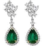 گوشواره طلای سفید و زرد با نگین زمرد و الماس تراش برلیان و مارکیز مدل:  EDF1440