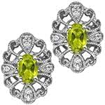 گوشواره طلای سفید با نگین زبرجد و الماس تراش برلیان مدل: edf1451 