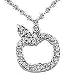 آویز کودکانه طلا و جواهر با نگین الماس تراش برلیان طرح سیب مدل: pgb2111 