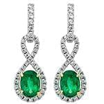 گوشواره طلای سفید و زرد با نگین زمرد و الماس تراش برلیان مدل: edf1452 