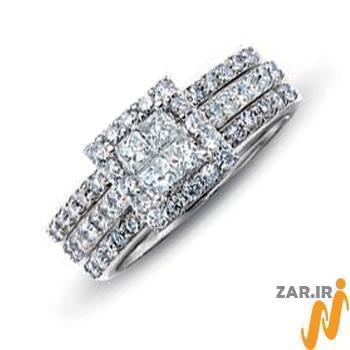 حلقه زنانه طلا سفید با نگین الماس مدل :RWDF1022
