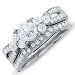 حلقه زنانه طلا سفید با نگین الماس مدل : RWDF1060