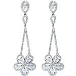 گوشواره طلا و جواهر با نگین الماس تراش برلیان و اشک طرح گل مدل: ebf2213 