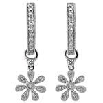 گوشواره طلا و جواهر با نگین الماس تراش برلیان طرح گل مدل: ebf2214 