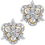 گوشواره طلا و جواهر فلاور با نگین الماس تراش برلیان مدل: ebf2216 