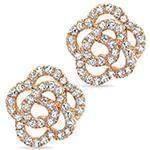 گوشواره طلا و جواهر طلا با نگین الماس تراش برلیان طرح گل مدل: ebf2217 