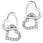 گوشواره طلا و جواهر با نگین الماس تراش برلیان طرح قلب مدل: ebf2218 