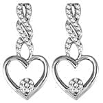 گوشواره طلا و جواهر فلاور با نگین الماس تراش برلیان طرح قلب مدل: ebf2220 