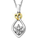 پلاک طلای سفید فلاور با نگین الماس تراش برلیان طرح قلب: مدل pdb2253