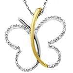 پلاک طلای دو رنگ با نگین الماس تراش برلیان طرح پروانه: مدل pdb2257 