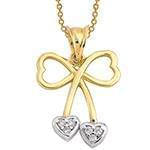 پلاک طلای دو رنگ با نگین الماس تراش برلیان طرح پاپیون و قلب: مدل pdb2261 