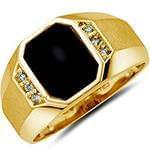 انگشتر طلا زرد با نگین الماس تراش برلیان و انیکس مدل rgm1549