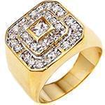 انگشتر طلا زرد با نگین الماس تراش برلیان و پرنس  مدل rgm1555