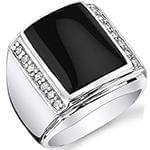 انگشتر طلا سفید با نگین الماس تراش برلیان و انیکس مدل rgm1560