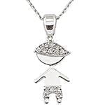 آویز پسرانه طلای سفید با نگین الماس تراش برلیان طرح پسرک مدل: pgb2150 