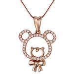 آویز کودکانه طلای رزگلد با نگین الماس تراش برلیان طرح خرسی مدل: pgb2151 