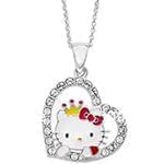 آویز  کودکانه طلای سفید کیتی با نگین الماس تراش برلیان طرح قلب مدل: pgb2153 