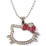 آویز کودکانه طلای سفیدبا نگین الماس تراش برلیان و یاقوت قرمز طرح کیتی مدل: pgb2159 