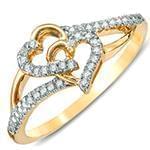 انگشتر زنانه طلای زرد با نگین الماس تراش برلیان طرح قلب : مدل wrdf2138 