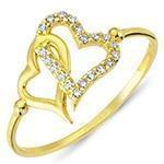 انگشتر زنانه طلای زرد با نگین الماس تراش برلیان طرح قلب : مدل wrdf2143 