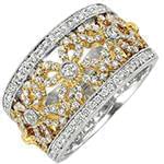 انگشتر زنانه طلای سفید و زرد با نگین الماس تراش برلیان : مدل wrdf2148 