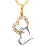 آویز طلای سفید و زرد  با نگین الماس تراش برلیان طرح قلب: مدل pdb2262