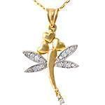 آویز طلا با نگین الماس تراش برلیان طرح قلب و سنجاقک: مدل pdb2263