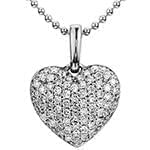 پلاک طلای سفید با نگین الماس تراش برلیان طرح قلب: مدل pdb2269