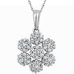 پلاک طلای سفید با نگین الماس تراش برلیان طرح فلاور: مدل pdb2271