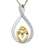 پلاک طلای سفید و زرد با نگین الماس تراش برلیان طرح مادر و کودک: مدل pdb2272